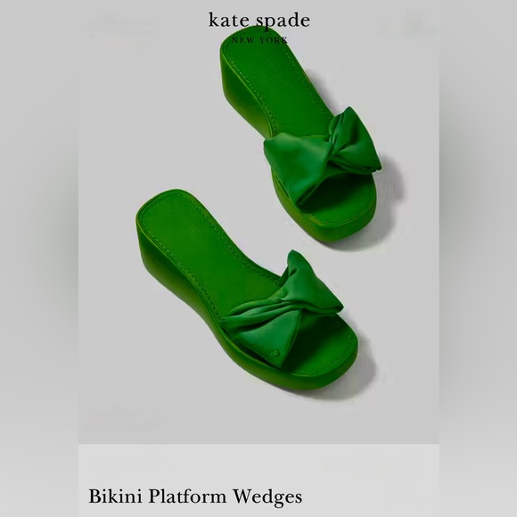 Kate Spade NY Bikini Platform Wedges sandals shoes green size 7 store display - Picture 1 of 16